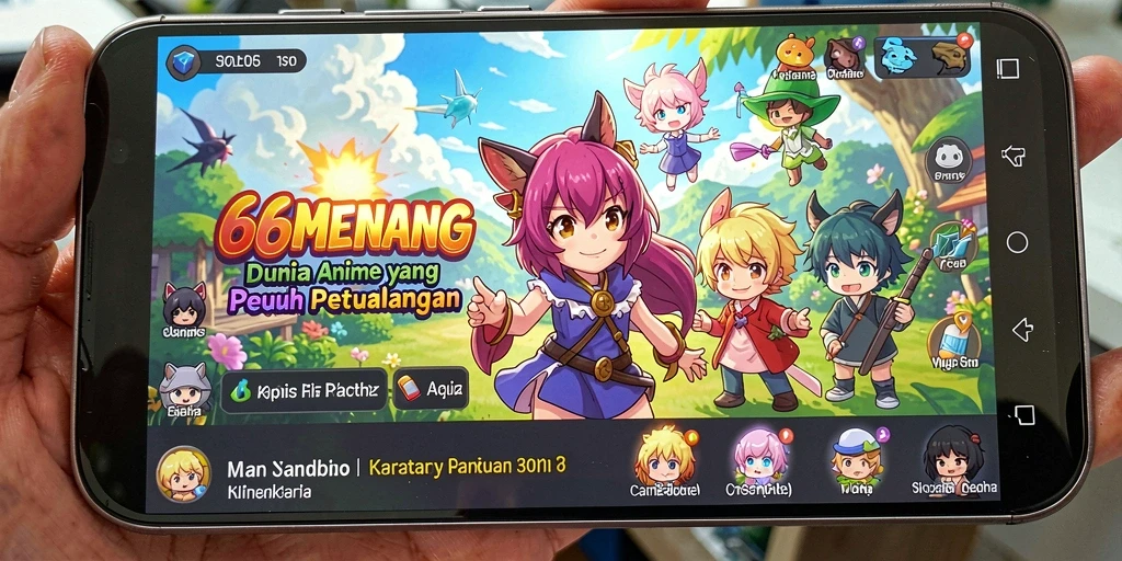 Tangkapan layar gameplay 66MENANG menampilkan karakter anime dalam aksi.