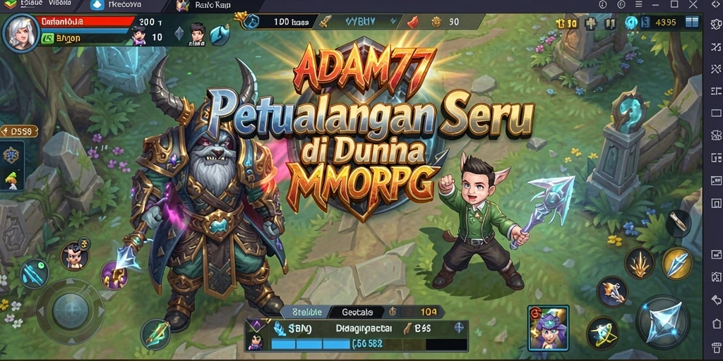 Tampilan gameplay seru dalam ADAM77 menunjukkan aksi pertempuran MMORPG.