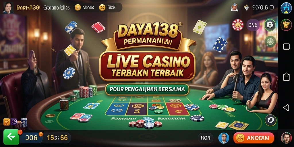 Screenshot gameplay DAYA138 yang menampilkan dealer langsung dan suasana kasino.