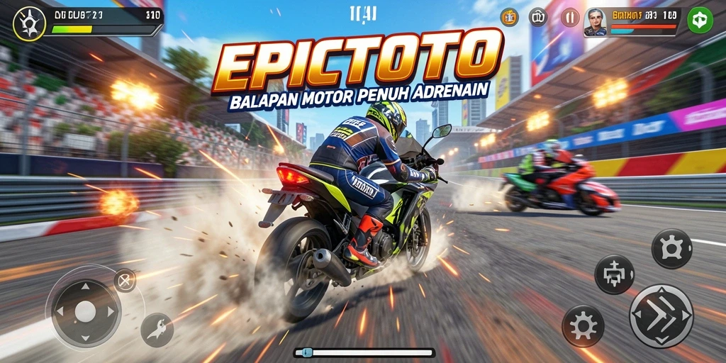 Gameplay seru EPICTOTO dengan balapan motor yang menegangkan.