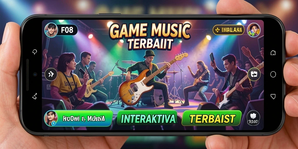 Screenshot F08 menunjukkan gameplay musik yang seru dan interaktif.
