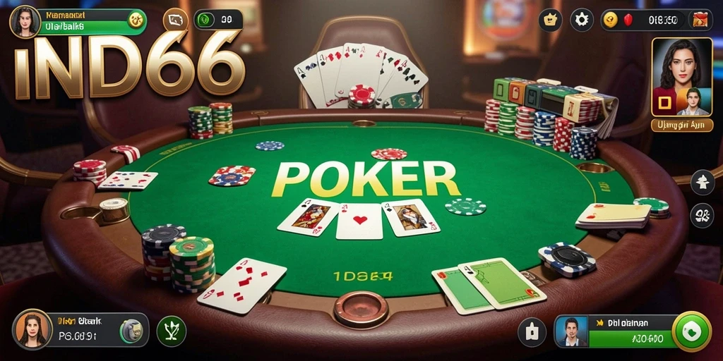 Tampilan gameplay Poker yang seru dan mendebarkan di IND666.