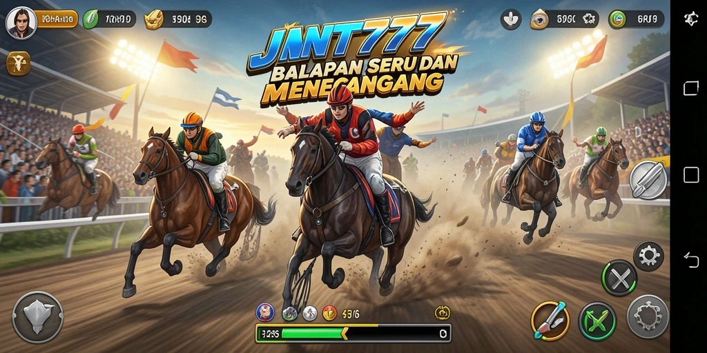Tampilan gameplay <strong>JNT777</strong> yang seru dan kompetitif dalam aksi balapan.