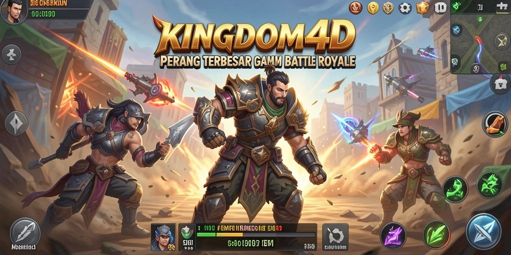 Screenshot utama KINGDOM4D menampilkan aksi pertempuran yang mendebarkan.
