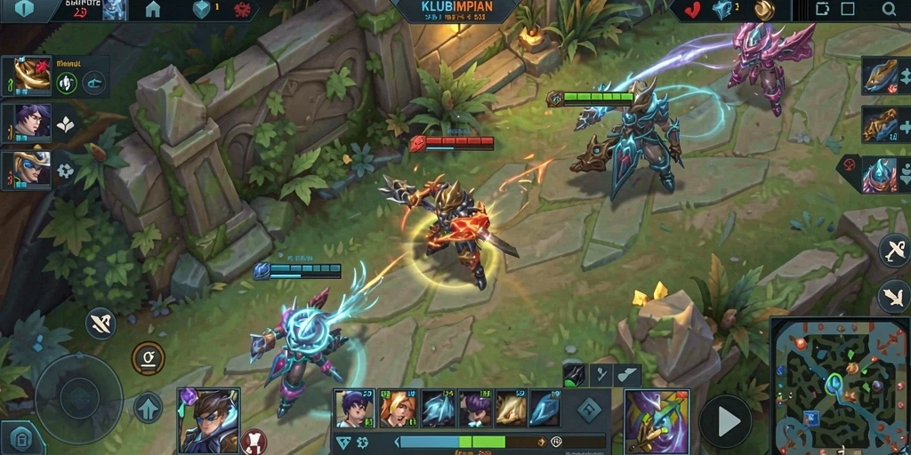 Tampilan seru gameplay KLUBIMPIAN dengan pertempuran mendebarkan.