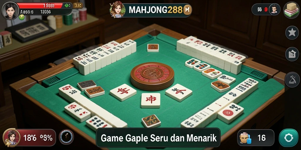 Tangkapan layar gameplay seru di MAHJONG288 yang menggambarkan momen bermain Gaple.