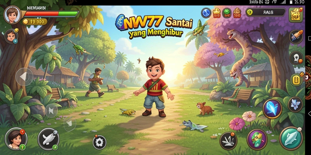 Tampilan gameplay NV77 yang menarik dan penuh warna.