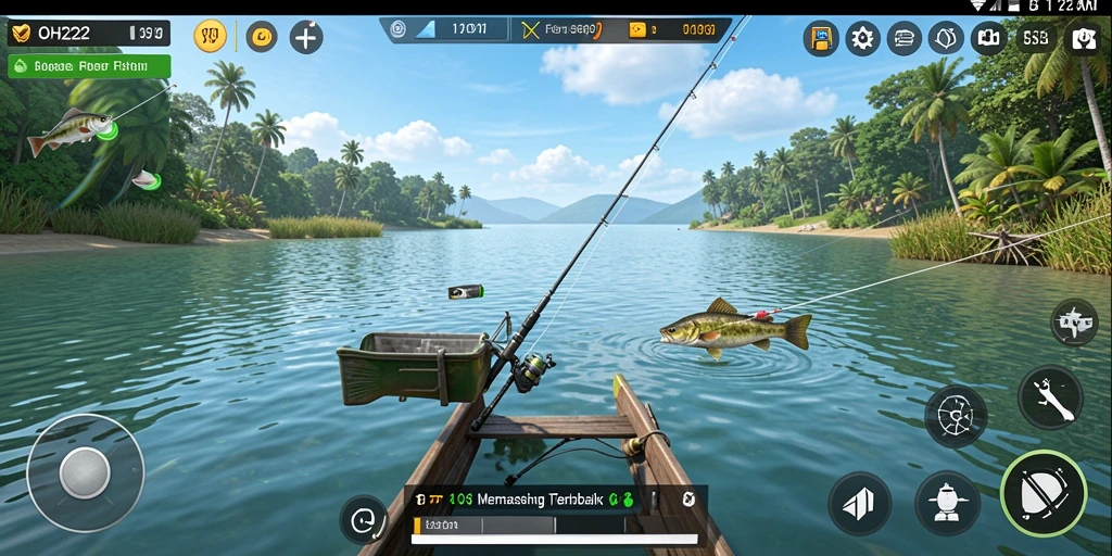 Tampilan gameplay <strong>OH222</strong> yang menampilkan pengalaman memancing yang mendebarkan.