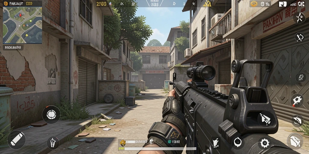 Screenshot dari gameplay PAKARJP yang menegangkan di medan perang.