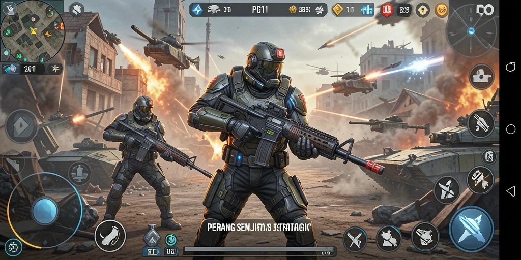 Screenshot gameplay PG11 menampilkan aksi pertempuran intens dan grafis yang memukau.