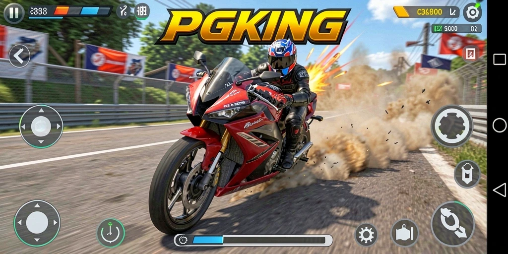 Gameplay seru dalam balapan motor adrenalin tinggi.