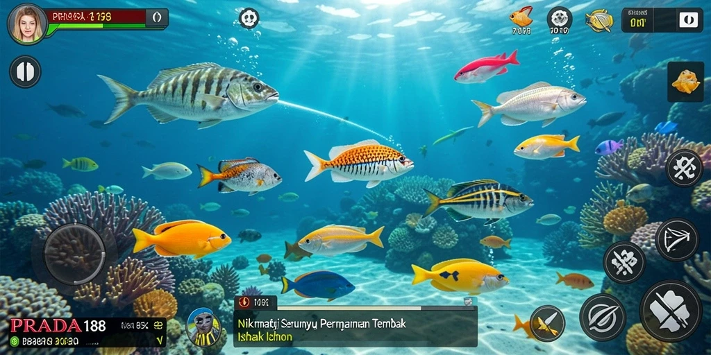 Screenshot gameplay Tembak Ikan PRADA188 yang seru dan mendebarkan.