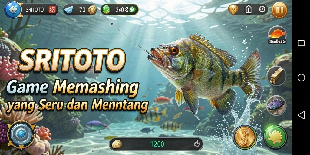 Tampilan gameplay SRITOTO saat menangkap ikan di laut.