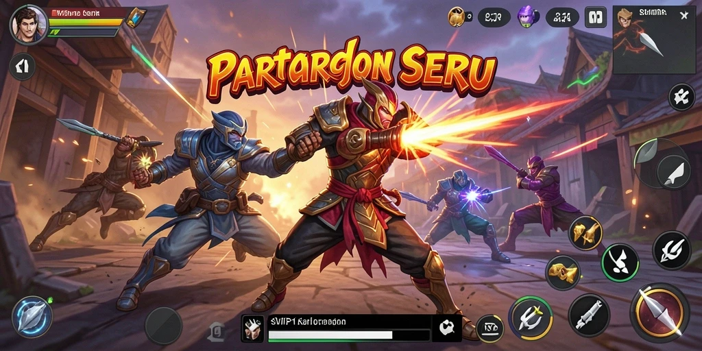 Tampilan gameplay seru di SVIP1 dengan karakter yang beragam dan aksi bertarung.