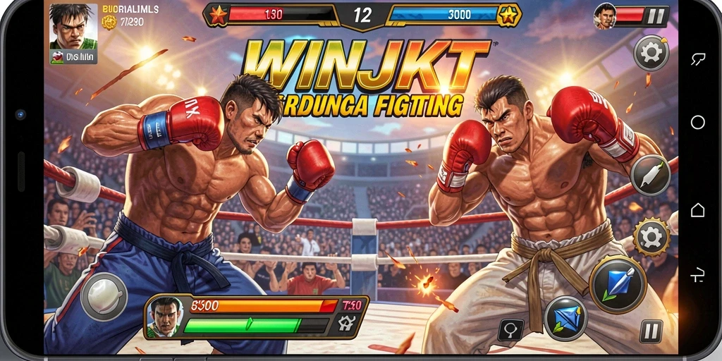 Screenshot gameplay WINJKT menampilkan aksi pertarungan yang seru dan menarik.